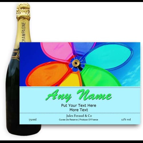 Jules Feraud Brut With Personalised Champagne Label Rainbow flower